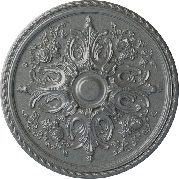 Ekena Millwork Bradford Ceiling Medallion (Fits Canopies up to 6 5/8"), Hand-Painted Platinum, 32 5/8"OD x 2"P CM32BRPLS - main